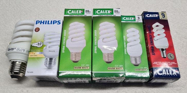 Te koop partij 6 spiraal spaar led lampen fitting E27 E14, Huis en Inrichting, Lampen | Losse lampen, Nieuw, Spaarlamp, Minder dan 30 watt