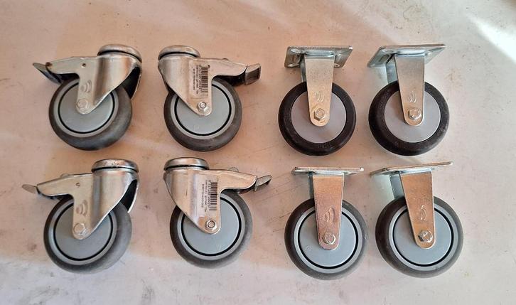 4x bokwiel en 4x zwenkwiel van Steinco, wielmaat 75 mm, Doe-het-zelf en Verbouw, Zwenkwielen, Nieuw, Ophalen