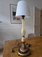 Vintage Tafellamp Messing & Natuursteen, Huis en Inrichting, Lampen | Tafellampen, Ophalen, Gebruikt, Metaal, Vintage