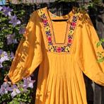 Vintage 70s India gauze jurk romy Boomsma hippie visionary, Ophalen of Verzenden, Zo goed als nieuw, Roze, Onder de knie