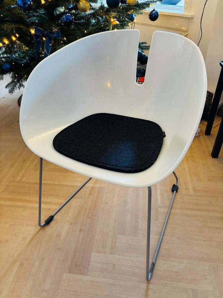 4 Witte Moroso Fjord Stoelen met Hey Sign Kussens, Huis en Inrichting, Stoelen, Gebruikt, Vier, Kunststof, Wit, Ophalen