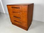 Vintage ladekast G-Plan ladekast., Teakhout, Zo goed als nieuw, 3 of 4 laden, Minder dan 100 cm