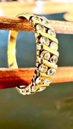 Gouden damesring met 18 briljant geslepen zirkonias, Ophalen, 18 tot 19, Zo goed als nieuw, Dame