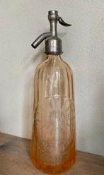 Vintage brocante zalm roze spuitfles jaren 30 gravure, Antiek en Kunst, Antiek | Glas en Kristal, Ophalen of Verzenden