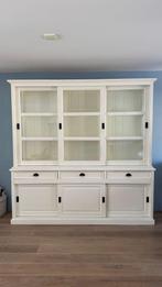 Prachtige witte buffetkast, Huis en Inrichting, Kasten | Buffetkasten, Ophalen, Gebruikt, 200 cm of meer, Glas