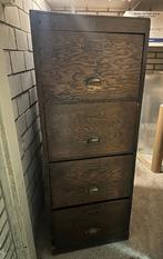 MID CENTURY HOUTEN KAST MET LADEN, Ophalen, 100 tot 150 cm, 50 tot 100 cm, 3 of 4 laden