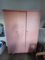 Roze retro kledingkast met bloemknoppen, Met deur(en), Gebruikt, 100 tot 150 cm, Ophalen of Verzenden
