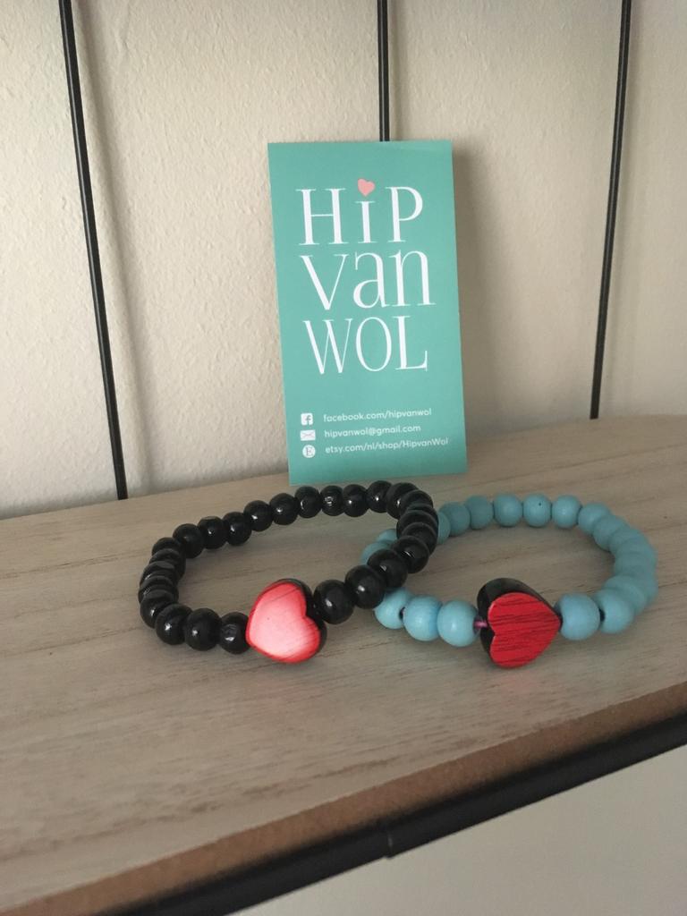 Hartjes, Sieraden, Tassen en Uiterlijk, Armbanden, Nieuw, Elastiek, Overige kleuren, Met bedels of kralen, Ophalen of Verzenden