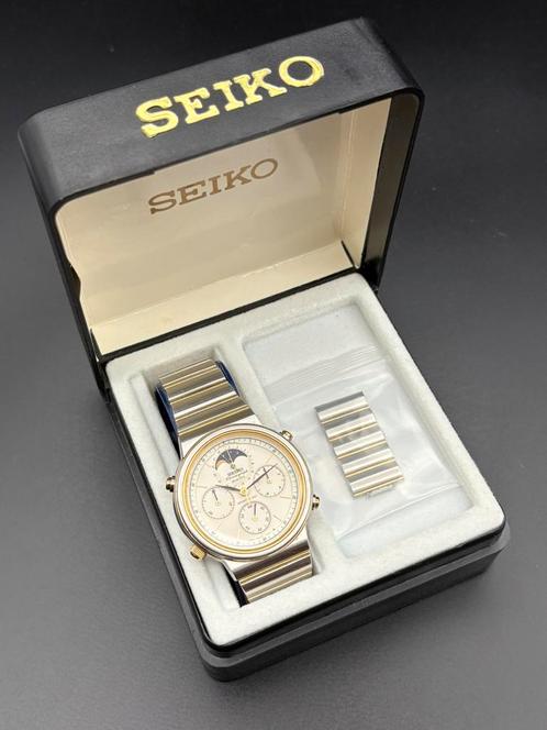 Seiko Moonphase Chronograph (met doos), Antiek en Kunst, Antiek | Gereedschap en Instrumenten, Ophalen of Verzenden