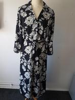 Lange zwarte jurk - Pescara maat M - witte bloemenprint, Maat 38/40 (M), Zwart, Pescara, Ophalen of Verzenden