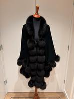 Wollen omslagdoek met bont, Ophalen of Verzenden, Zo goed als nieuw, Maat 38/40 (M), Zwart