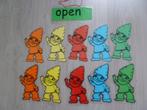 10 Kabouters in 5 kleuren en "bordje" open - dicht., Kinderen en Baby's, Speelgoed | Educatief en Creatief, Ophalen of Verzenden