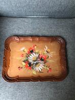 Vintage houten bloemen dienblad, Huis en Inrichting, Woonaccessoires | Dienbladen, Ophalen of Verzenden, Zo goed als nieuw, Rechthoekig