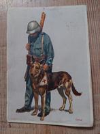 Oude ansichtkaart: Soldaat met hond, Ophalen of Verzenden, 1920 tot 1940, Overige thema's