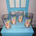 Limonade glazen met zomerse afbeelding 4 stuks, Huis en Inrichting, Keuken | Servies, Ophalen, Glas of Glazen, Gebruikt, Glas
