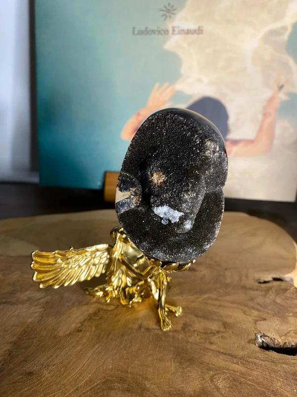 Septarie ei groot unieke edelsteen zeldzaam met standaard, Sieraden, Tassen en Uiterlijk, Edelstenen, Nieuw, Ophalen of Verzenden