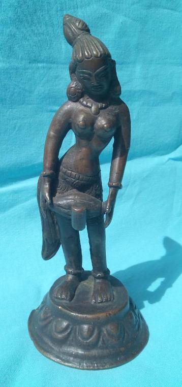 19 de EEUWS BRONS BEELDJE HINDU GODIN PARVATI  beschikbaar voor biedingen