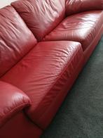 Lederen bank, Huis en Inrichting, Banken | Bankstellen, Gebruikt, Ophalen of Verzenden, Rechte bank, Modern