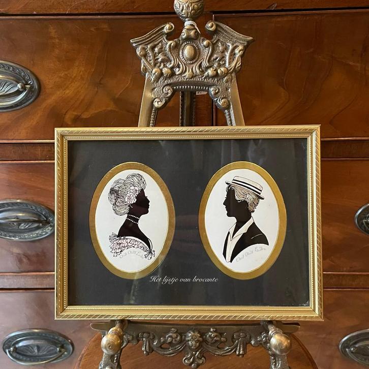 Engels brocante Silhouetten paar, Antiek en Kunst, Curiosa en Brocante, Ophalen of Verzenden
