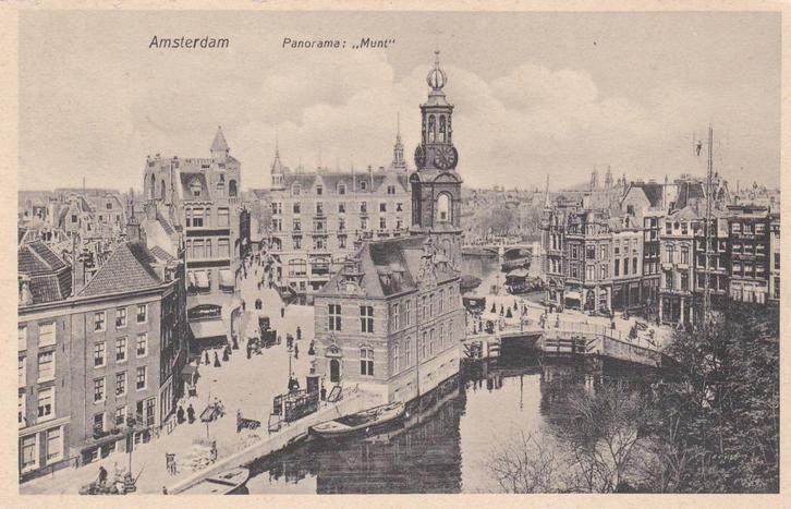 amsterdam 3 x munt panorama,munttoren ca 1920-1950, Verzamelen, Ansichtkaarten | Nederland, Noord-Brabant, 1920 tot 1940, Ophalen of Verzenden