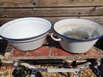 TWEE OUDE EMAILLE TEILEN, Antiek en Kunst, Ophalen