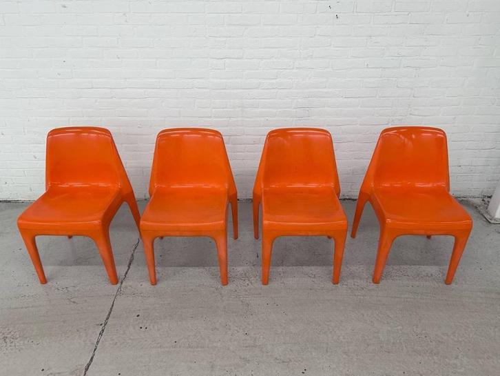 4 space age Albert Brokopp voor WeSifa designer chairs, Huis en Inrichting, Stoelen, Gebruikt, Kunststof, Wit, Ophalen of Verzenden