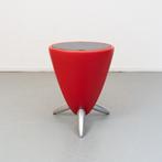 1x Leolux TamTam Bijzettafel/Kruk Rood Leer - Chroom, Niet ingevuld, Minder dan 55 cm, Ophalen of Verzenden, Zo goed als nieuw