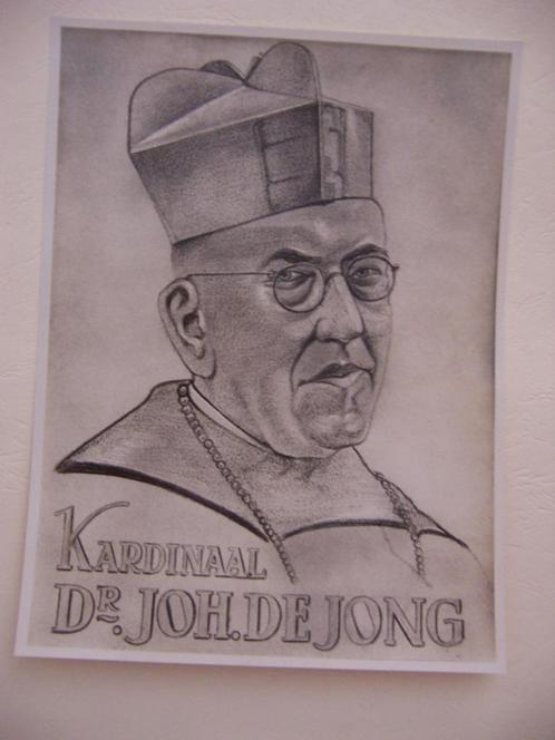 afbeelding van kardinaal Joh. de Jong, Verzamelen, Religie, Gebruikt, Christendom | Katholiek, Kaart of Prent, Ophalen of Verzenden