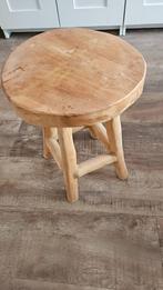 Krukje massief hout, Huis en Inrichting, Tafels | Bijzettafels, Minder dan 45 cm, Minder dan 55 cm, Gebruikt, Rond
