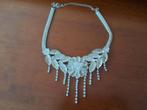 Vintage Franse Designer Ketting - Bloemen & Strass, Met strass, Ophalen of Verzenden, Zo goed als nieuw, Zilver