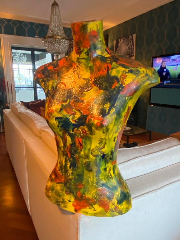Kleurrijk Mannequin Torso Kunstobject, Antiek en Kunst, Kunst | Beelden en Houtsnijwerken, Ophalen of Verzenden
