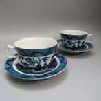 5 Chinese porseleinen kop en schotel met blauwe landschaps., Ophalen of Verzenden
