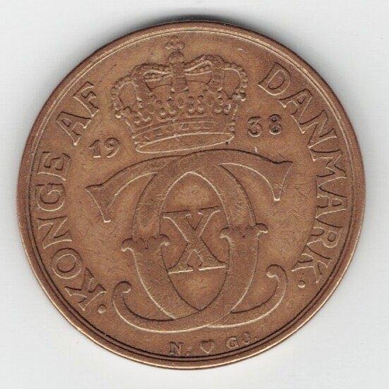 26-066 Denemarken 2 kronen 1938, Postzegels en Munten, Munten | Europa | Niet-Euromunten, Losse munt, Overige landen, Ophalen of Verzenden