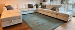 Witte lederen loungebank DFS + 2 voetenbanken, Huis en Inrichting, Ophalen, Gebruikt, Hoekbank, 300 cm of meer
