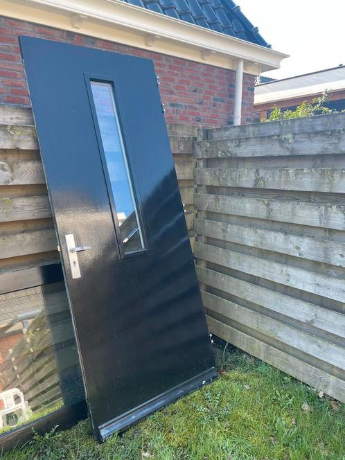 Buitendeuren, Doe-het-zelf en Verbouw, Deuren en Horren, Gebruikt, Buitendeur, 215 cm of meer, 80 tot 100 cm, Glas, Hout, Ophalen