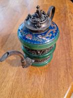 Antieke Chinese theepot zilverplaat, jade & emaille, Ophalen of Verzenden
