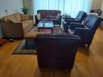 Complete zithoek, senioren. Leer en massief Kersen, Huis en Inrichting, Banken | Complete zithoeken, Ophalen, Gebruikt, Hout, Modern klassiek