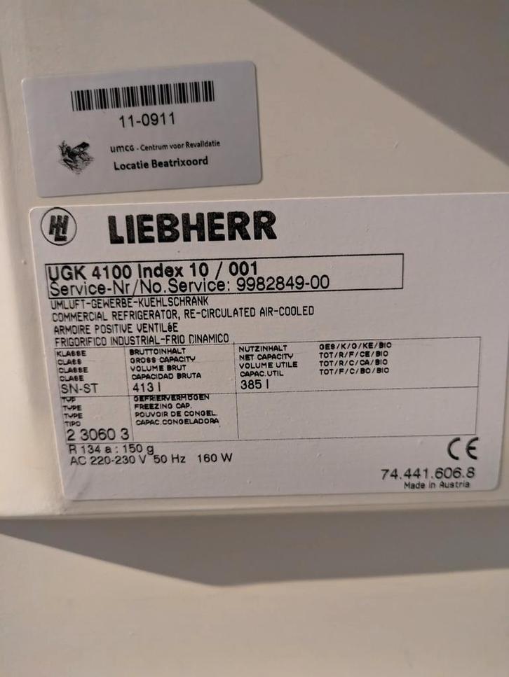 Liebherr gastro line koelkast; Miele electronic vriezer, Witgoed en Apparatuur, Koelkasten en IJskasten, Gebruikt, Met aparte vriezer