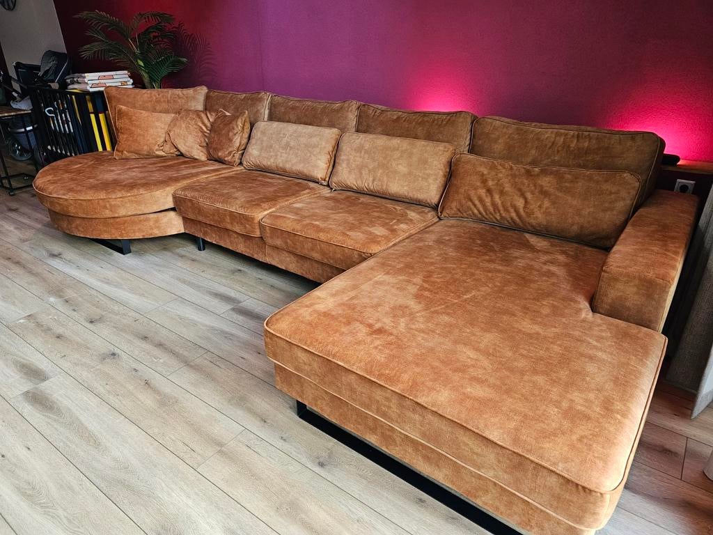 Hoekbank met roundchair, Ophalen, Zo goed als nieuw, Stof