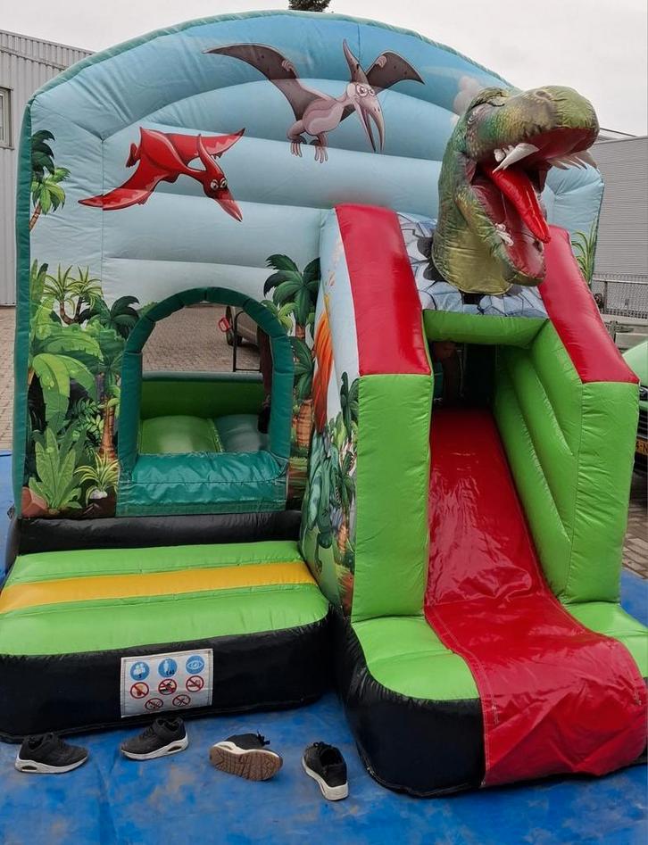 Dino springkussen te huur!, Kinderen en Baby's, Speelgoed | Buiten | Springkussens, Zo goed als nieuw, Ophalen of Verzenden