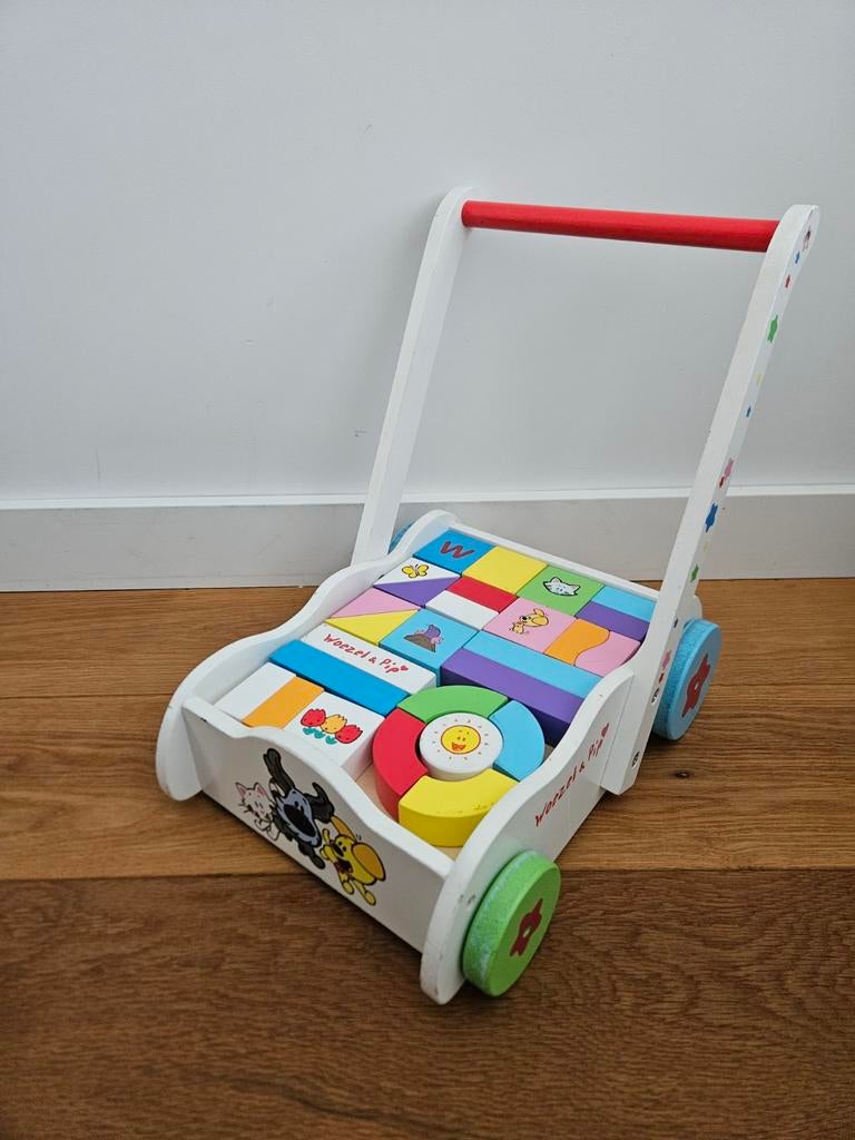 Houten blokkenkar | Woezel & Pip, Kinderen en Baby's, Speelgoed | Houten speelgoed, Ophalen, Gebruikt, Duw- of Trekspeelgoed