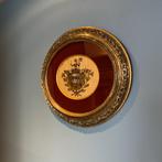 Heraldiek, Heraldisch wapen,handbeschilderd, bois dore lijst, Ophalen of Verzenden