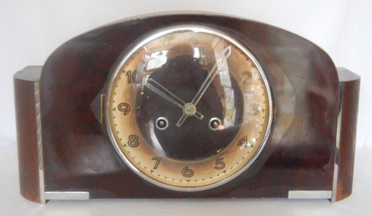 Art Deco pendule met chrome accenten, Antiek en Kunst, Antiek | Klokken, Ophalen of Verzenden