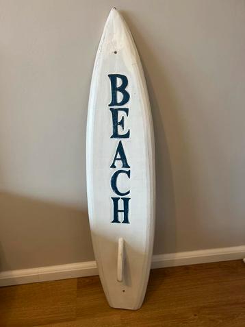 Houten Surfboard Decoratie - 1m x 24cm - Wit/Blauw beschikbaar voor biedingen