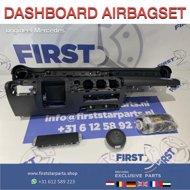 W177 ZWART DASHBOARD AIRBAGSET Mercedes A KLASSE 2018-2022 O, Auto-onderdelen, Dashboard en Schakelaars, Mercedes-Benz, Gebruikt
