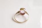 14 Karaat Vintage Gouden Ring Met Roze Toermalijn Edelsteen, Ophalen of Verzenden, Zo goed als nieuw, 17 tot 18, Roze