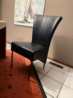 4 Zwarte echt Leren Stoelen, Ophalen, Gebruikt, Zwart, Leer