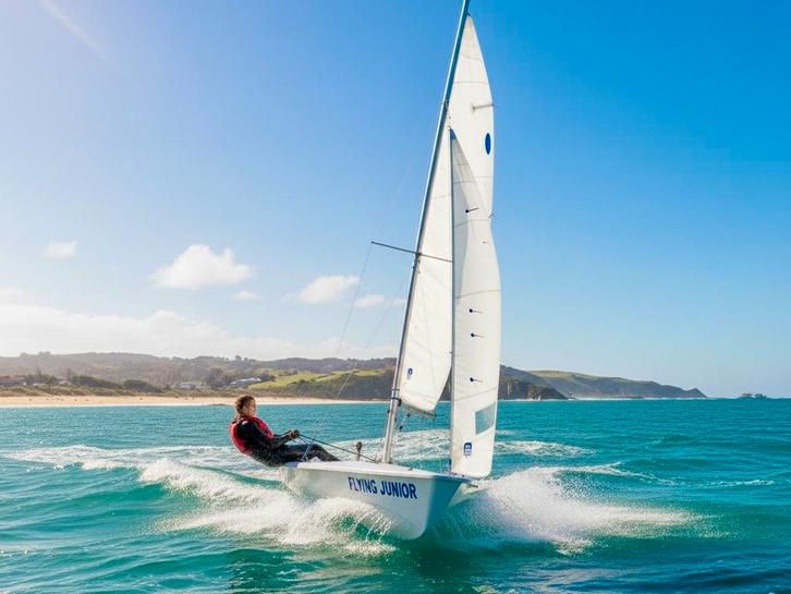 Flying Junior zeilboot met trailer en extra zeil, Watersport en Boten, Open zeilboten, Gebruikt, Overige typen, 3 tot 6 meter