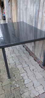 Eettafel voor binnen of buiten, met glasplaat., Huis en Inrichting, Tafels | Eettafels, Ophalen, Gebruikt, 100 tot 150 cm, Glas