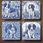 Kooikerhondje Delfts Blauw onderzetters met houder, Ophalen of Verzenden, Nieuw, Glas of Kopje